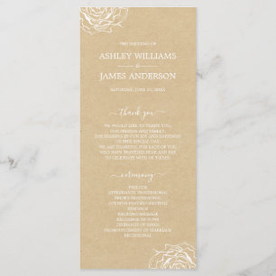 Programme Rose floral chic Kraft Simple minimaliste Mariage