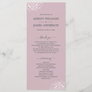 Programme Rose floral chic violet simple Mariage minimal