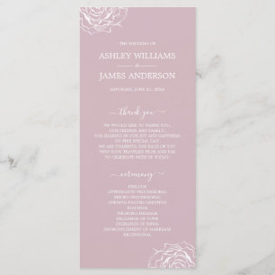 Programme Rose floral chic violet simple Mariage minimal