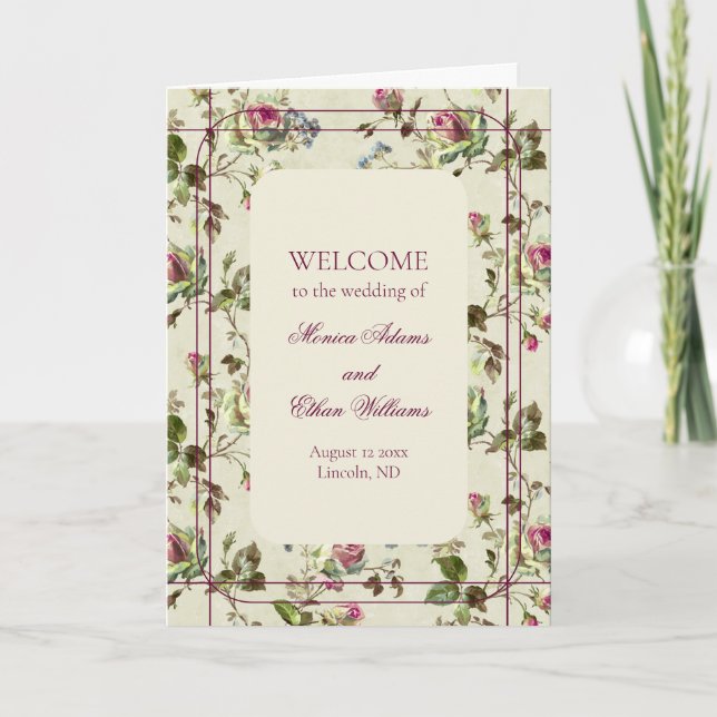 Programme Rose jardin vintage mariage (Devant)