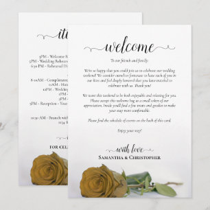 Programme Rose Ochre Doré Mariage Bienvenue & Itinéraire
