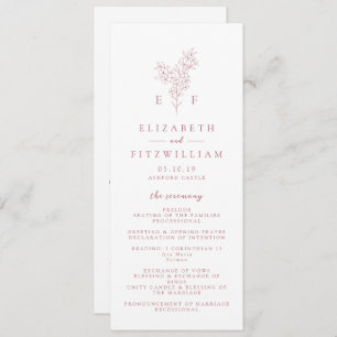 Programme Rose simple rose cerisier fleurs Mariage Monogramm
