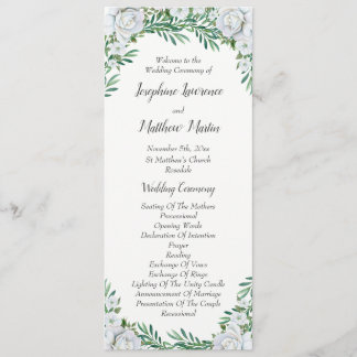 Programme Roses blanches Mariage de feuillage