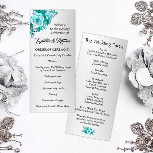 Programme Roses Boho Aqua sur Mariage Silver (Créateur téléchargé)