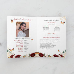 Programme Rouge Roses Gold Tiara Butterfly Quinceanera
