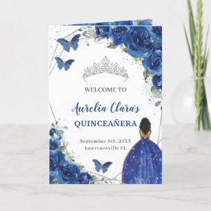 Programme Royal Blue Floral Quinceañera Ordre des événements