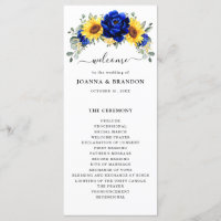 Royal Blue Rustic Tournesol Moderne Floral Mariage