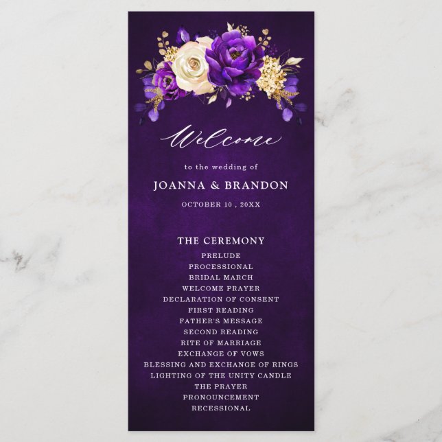 Programme Royal violet violet or Floral Mariage botanique (Devant)