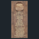 Programme Rustic Barrel Mariage sur mesure<br><div class="desc">Design unique pour un vignoble ou un mariage à thème viticole avec un tonneau en bois vu d'en haut sur une vieille planche en bois. Il est également parfait pour votre rustique, pays, ferme, ranch mariage. Utilisez l'outil Customiser pour ajouter vos informations. Une collection de faire-part de mariage est disponible...</div>