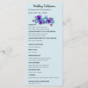 Programme Rustic Cottage Rose Suite Mariage cérémonie de la