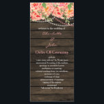 Programme Rustic Country Peony Grange Mariage bois<br><div class="desc">Barnwood Woodsy Peonies Rustique mariage,  programme de mariage à thé</div>