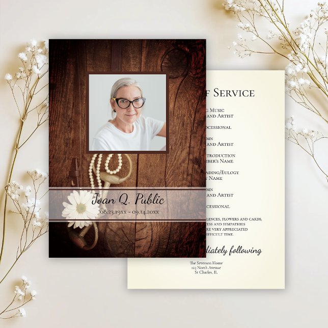 Programme Rustic Daisy Horse Bit Western Funérailles Service (Créateur téléchargé)