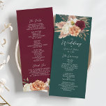 Programme Rustic Emerald Green Mariage<br><div class="desc">Ce programme de mariage rustique floral à deux côtés présente des fleurs d'aquarelle romantiques en bordeaux, pêche et ivoire sur des arrière - plans de verdure émeraude et de vin. Un choix parfait pour les mariages chatoyants ou boho. Customisez les deux côtés pour correspondre aux détails de votre cérémonie. Des...</div>