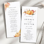 Programme Rustic Fall Gold Floral Citrouille Mariage<br><div class="desc">Ce programme de cérémonie mariage présente des fleurs rustiques d'aquarelle et des citrouilles en orange brûlé,  or,  terre cuite,  bordeaux,  broussailleux avec l'herbe de pampas beige et marron. Pour une personnalisation plus avancée de cette conception,  cliquez sur le lien "customiser plus loin". Des articles correspondants sont également disponibles.</div>