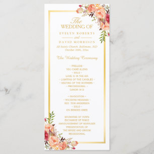 Programme Rustic Gold Orange Floral Mariage de automne Progr