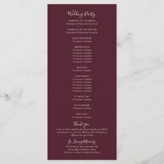 Programme Rustic Maple Leaf Fall Wedding Program