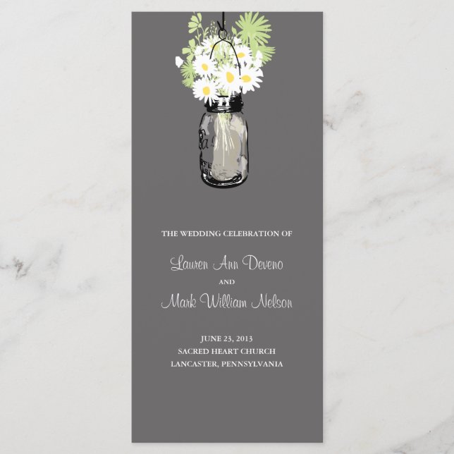 Programme Rustic Mason Jar et Fleur sauvage Daisies Programm (Devant)