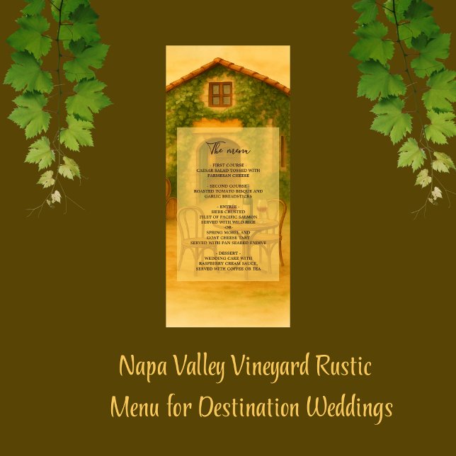 Programme Rustic Napa Valley Vineyard Golden Mariage Dîner (Créateur téléchargé)