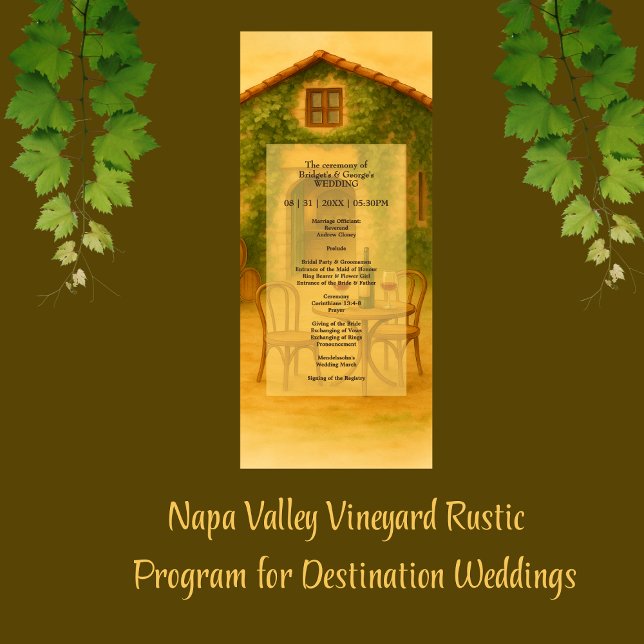 Programme Rustic Napa Valley Vineyard Mariage d'or (Créateur téléchargé)