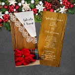 Programme Rustic Poinsettia et Plaid Winter Wedding Program<br><div class="desc">Donnez aux invités qui assistent à vos noces décontractées et de classe l'ordre de votre cérémonie de mariage de décembre avec le charmant Rustic Poinsettia et Plaid Country Winter Wedding Program. Ce programme personnalisé informel de chronologie de style ranch comprend une photographie florale pittoresque d'une fleur de poinsettia rouge, ruban...</div>
