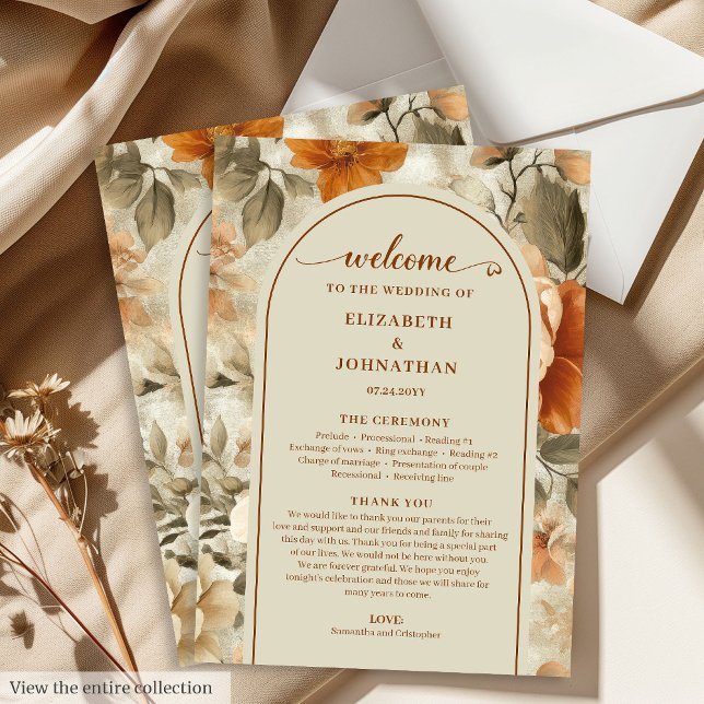 Programme rustique boho orange brûlé ivoire olive (Rustic Boho Burnt Orange Ivory Olive Program)