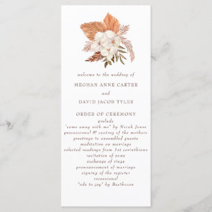 Programme Rustique Boho Pampas Grass Floral Mariage du déser