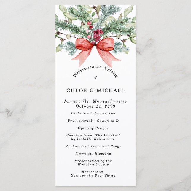 Programme Rustique Botanique Rouge Bow do-it-yourself Mariag (Devant)