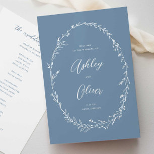 Programme Rustique Dusty Blue Boho Fleur sauvage Mariage de