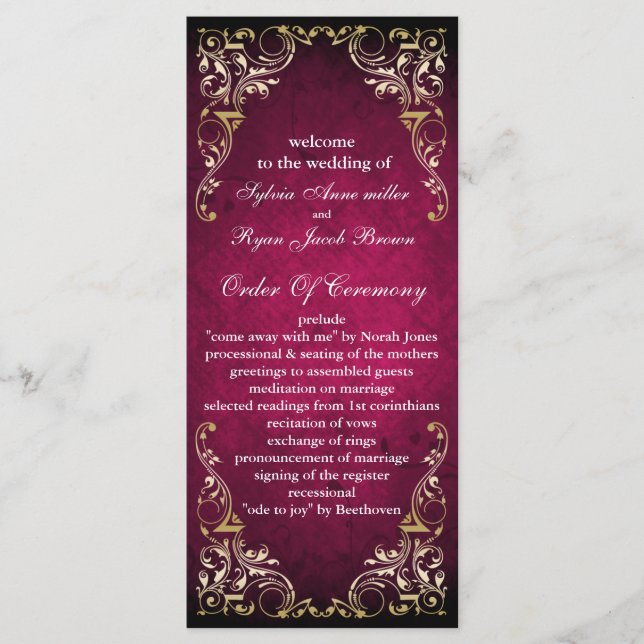 Programme Rustique Regal Ornamental Fuchsia Et Mariage Or (Devant)