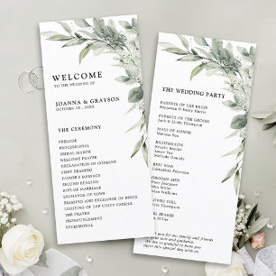 Programme Sage Green Eucalyptus Minimaliste Mariage botaniqu