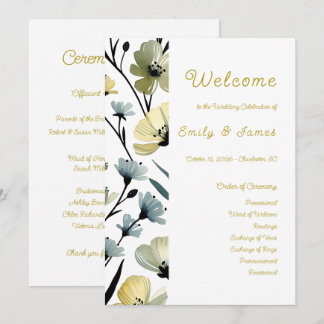 Programme Sage Green & Soft Yellow Botanical Weddin