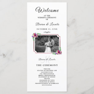 Programme Script floral simple et élégant  Mariage moderne 
