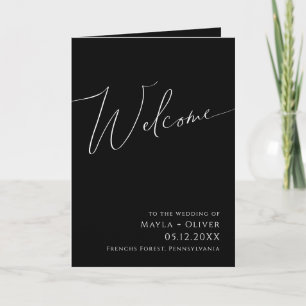 Programme Script minimaliste Whimsical Mariage noir plié