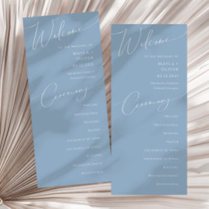 Programme Script Whimsical Dusty Blue Wedding Program