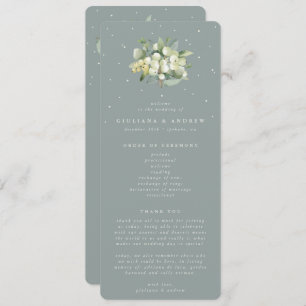 Programme Seafoam Green Snowberry+Eucalyptus Bouquet Mariage