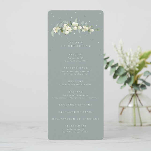 Programme Seafoam Green Snowberry+Eucalyptus Stem Mariage (Debout devant)