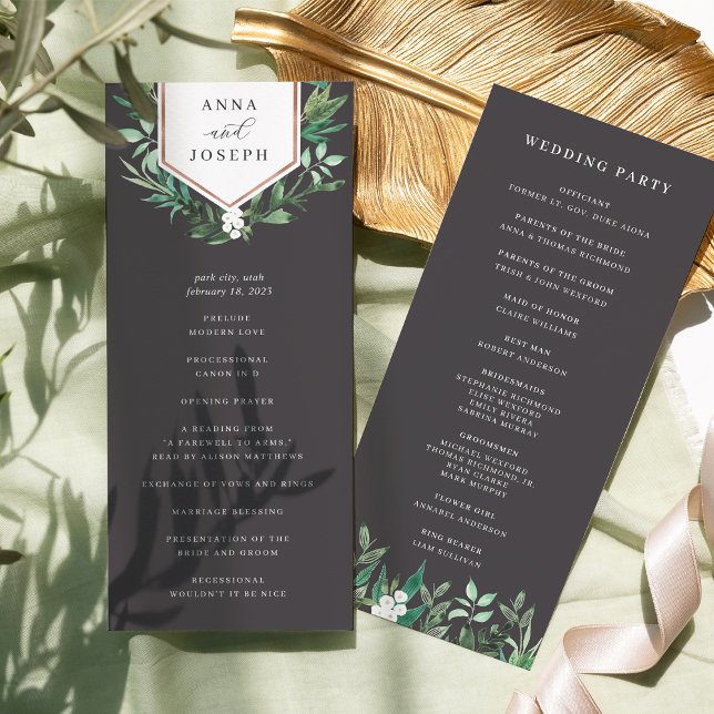 Programme Serre | Cérémonie de mariage botanique à l'aquarel (Créateur téléchargé)