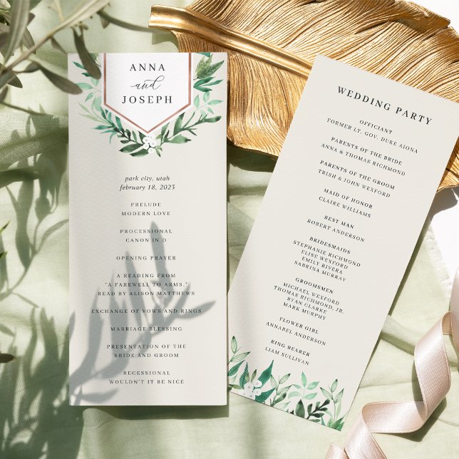 Programme Serre | Cérémonie de mariage botanique à l'aquarel (Créateur téléchargé)