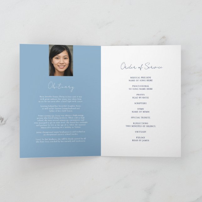 Programme Service commémoratif funéraire coeur ovale photo b (Intérieur)