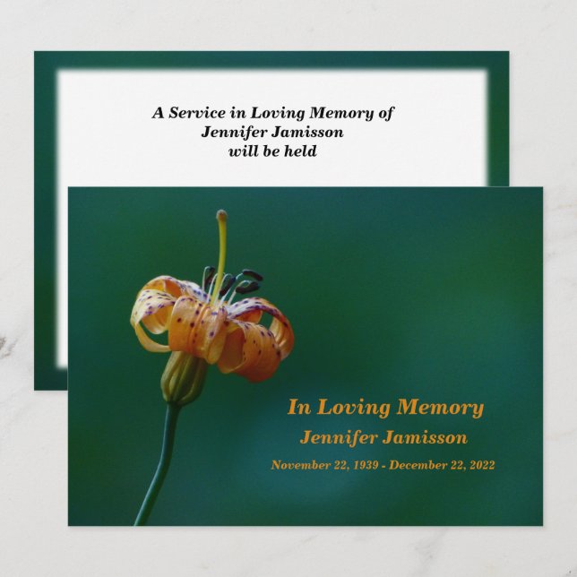 Programme Service commémoratif, Lys jaune doré Floral (Devant / Derrière)