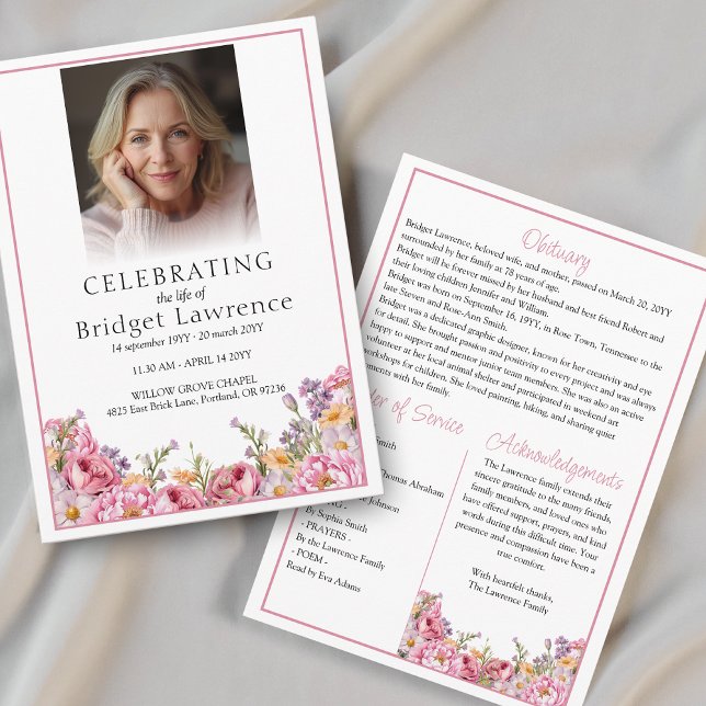 Programme Service funèbre de la belle pivoine rose d'été (Créateur téléchargé)