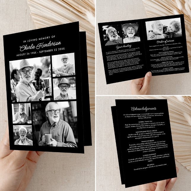 Programme Service funèbre/mémorial moderne à 9 photos (Créateur téléchargé)