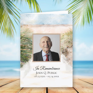 Programme Service funéraire d'aquarelle de plage naturelle p