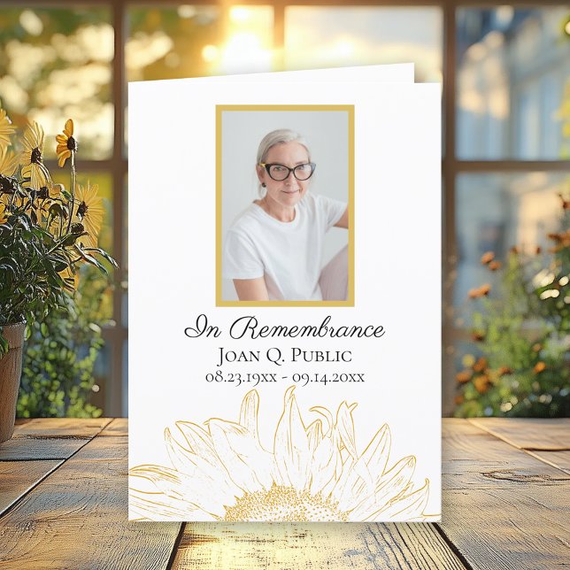 Programme Service funéraire graphique de tournesol jaune pli (Créateur téléchargé)