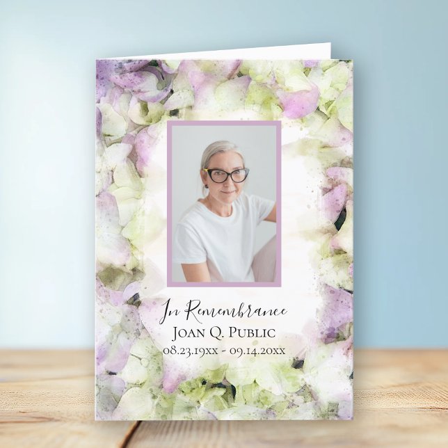 Programme Service funéraire presque rose Hydrangeas plié (Créateur téléchargé)