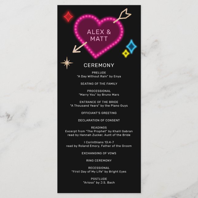 Programme SIGNE MARQUÉ NEON Mariage Las Vegas (Devant)