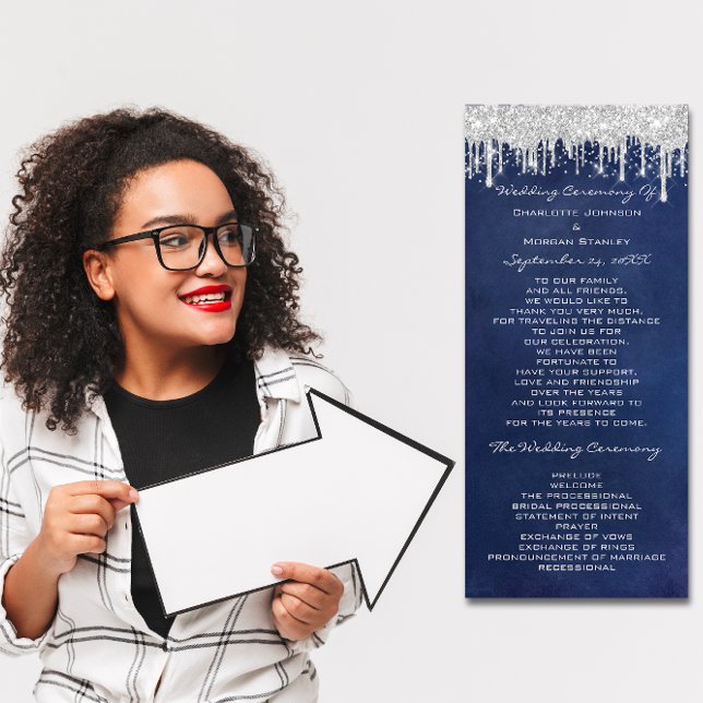 Programme Silver Drips Événement de mariage Formal Blue (Silver Drips Event Wedding Program Formal Blue)