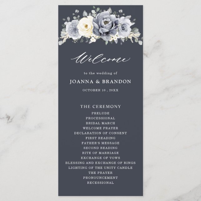 Programme Silver Grey ivoire Floral hiver Rustique Mariage P (Devant)