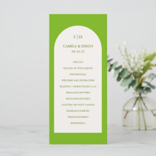 Programme Simple Chartreuse Monogramme Arche Mariage moderne