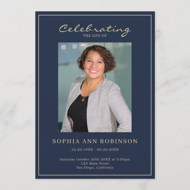 Programme Simple commande de service mémorial photo Or Bleu  (Devant)